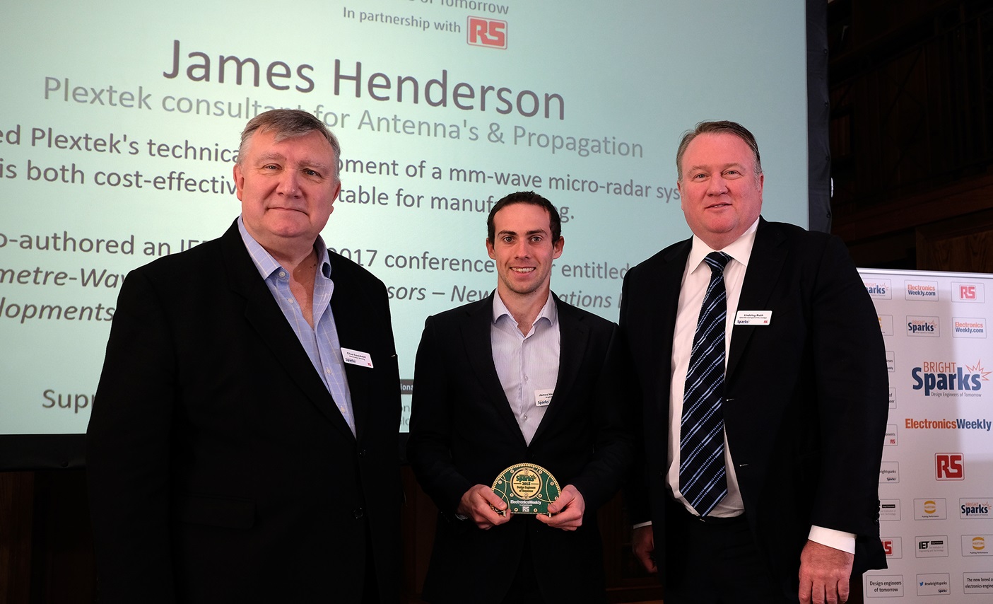 Plextek Consultant, James Henderson awarded “BrightSparks, Design Engineers of Tomorrow” by Electronics Weekly