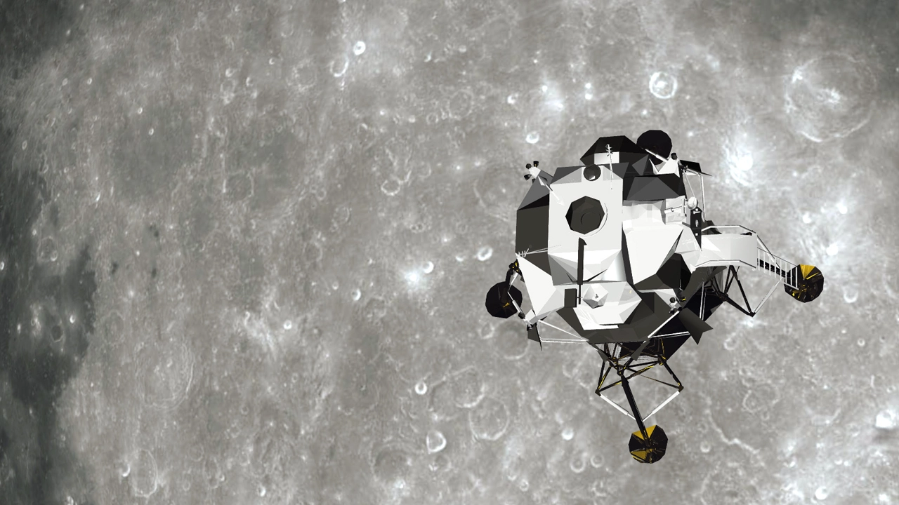 lunar lander decending to the Moon