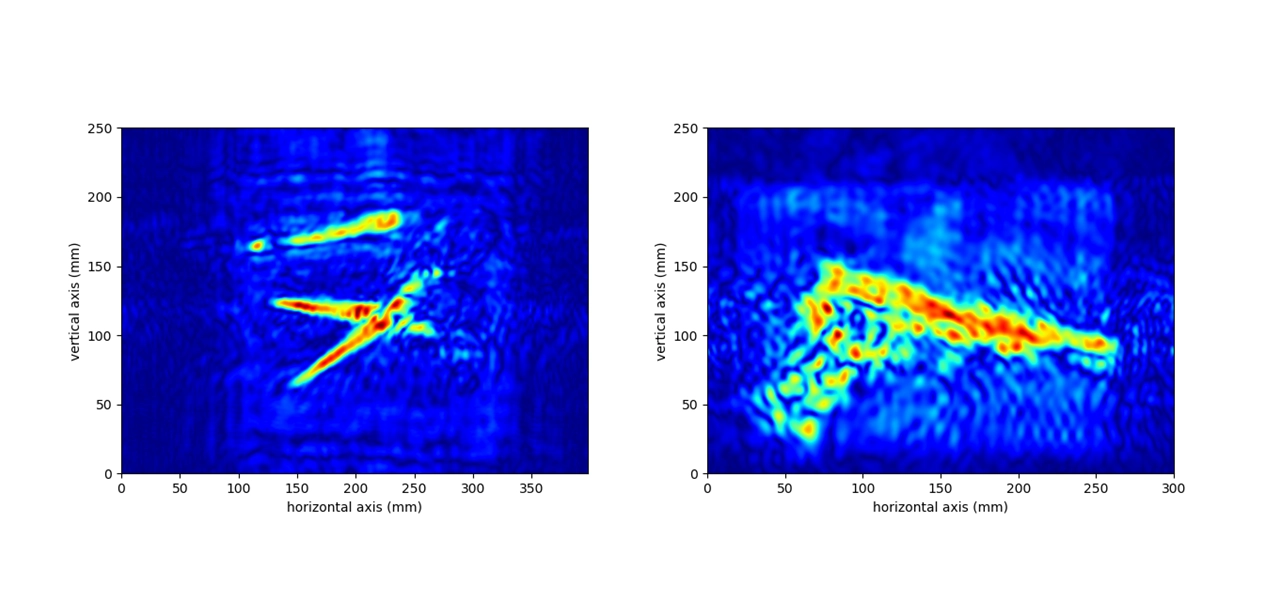 a 60-64 GHz mmWave imaging system with many antennas could be used to form images of objects inside a cardboard box.