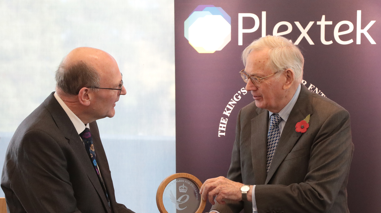 His Royal Highness the Duke of Gloucester presents King’s Award for Enterprise in Innovation to Brent Hudson, CEO, Plextek